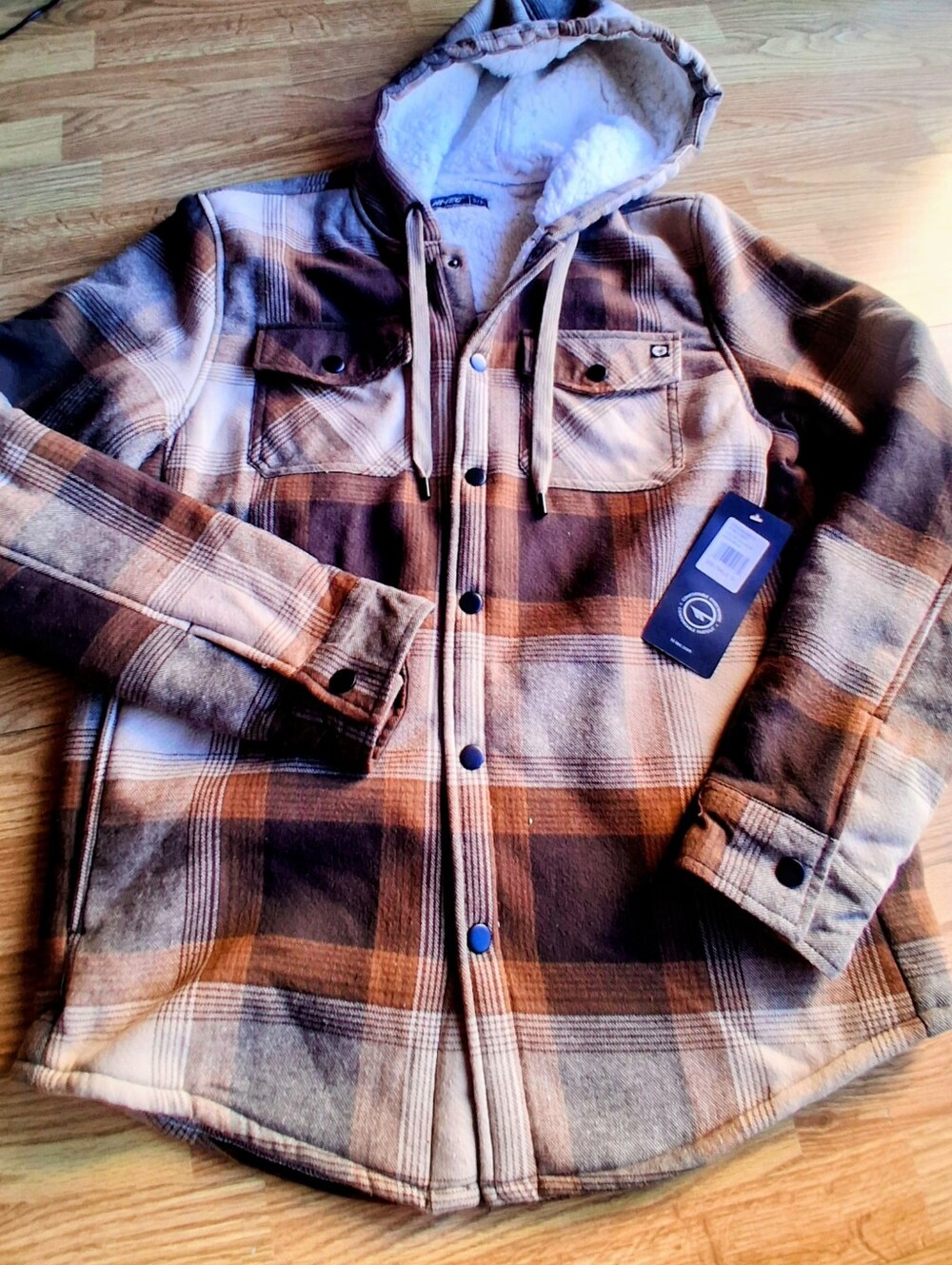 NWT Plaid Shirt/jacket By Hi-Tec. Tans, Browns Sz S,